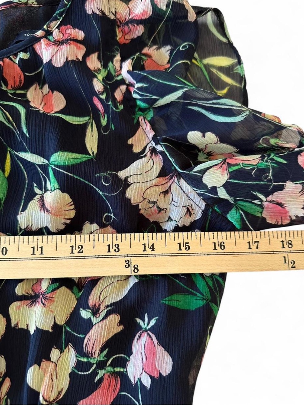 Tommy Hilfiger Floral Wide Leg Jumpsuit Chiffon Flutter Sleeve Romantic Preppy - Picture 11 of 11